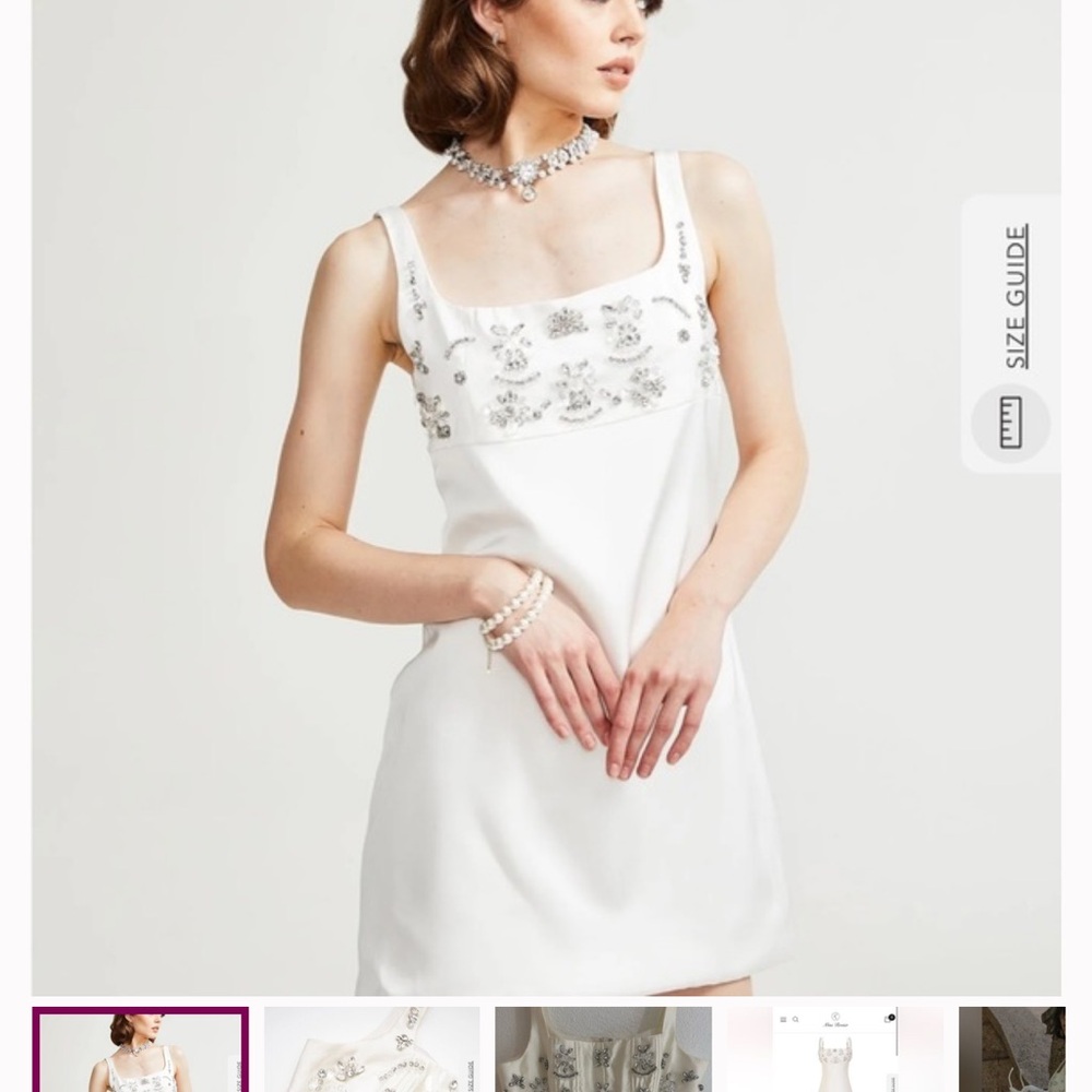 GB Girls White Dress with Silver Embellishments